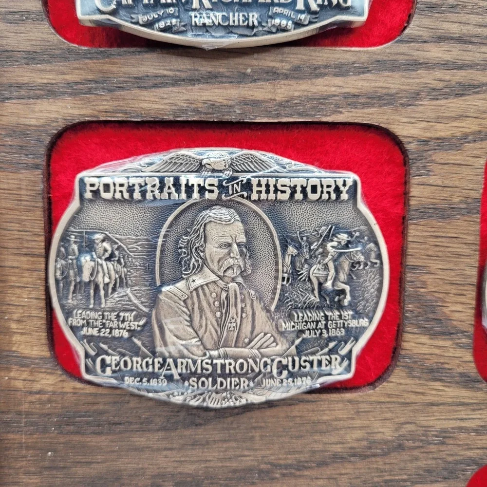 New‎ Sealed 7 Each Portraits of History Solid Brass Mounted Belt Buckles